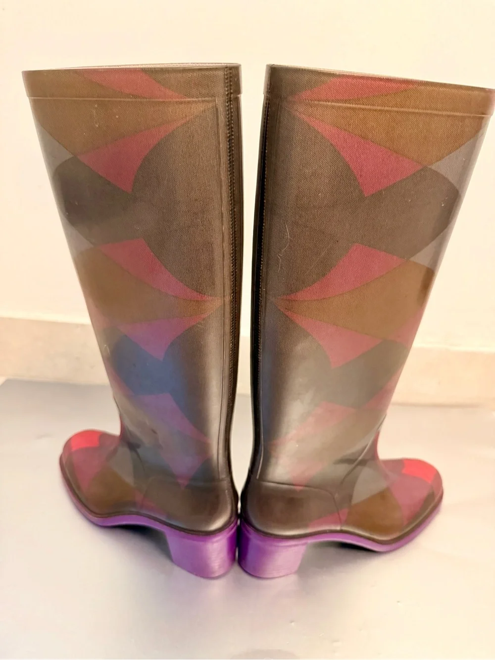 Emilio Pucci Purple Patterned Knee-High Rain Boots EU37 6.5-7 US